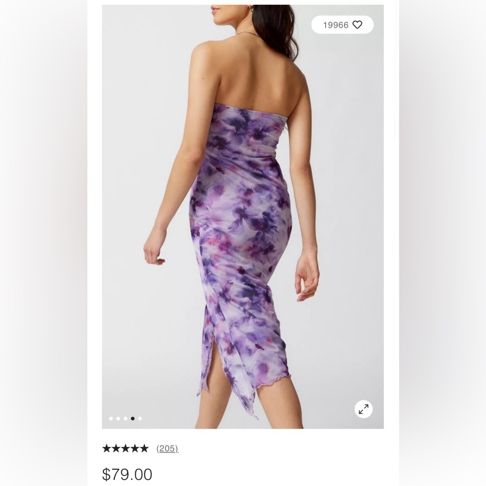 Purple Mesh Strapless Midi Dress